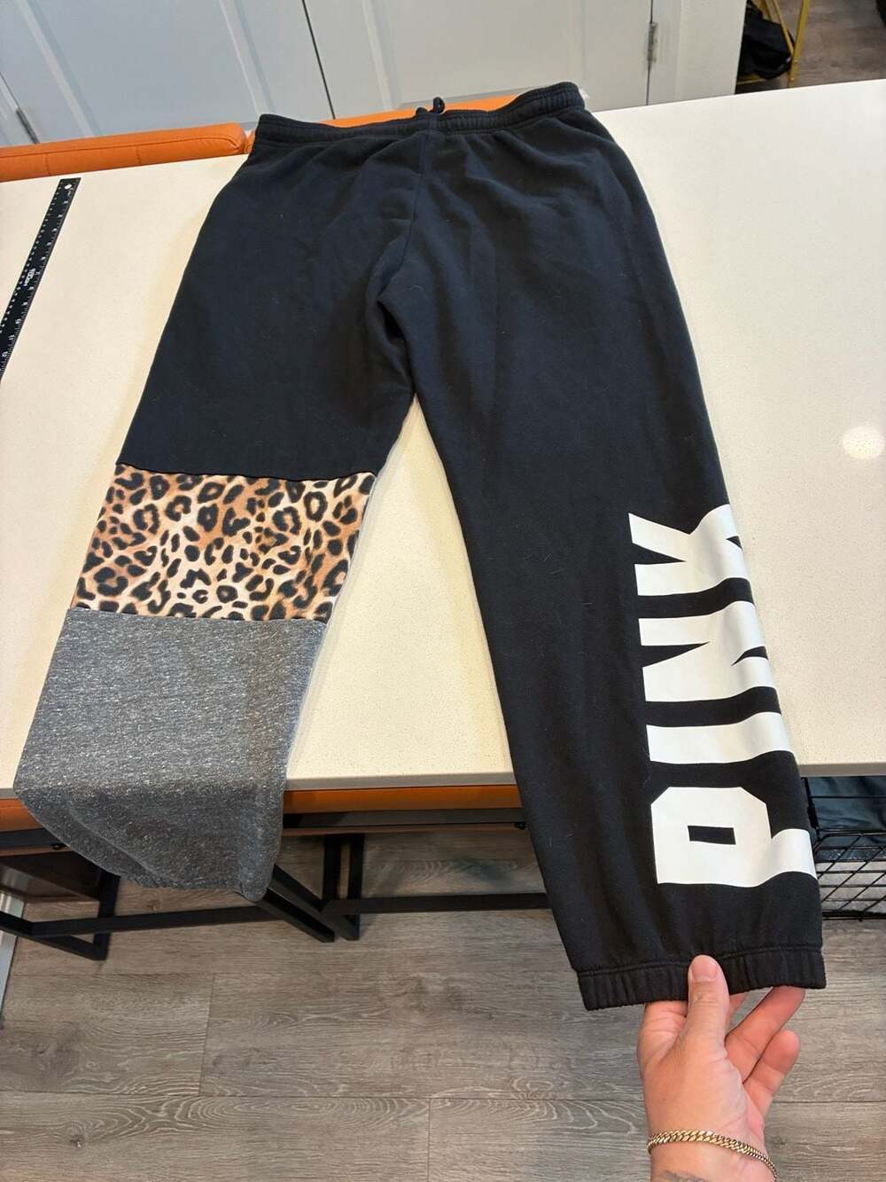 Pink Victoria's Secret Campus Pants Size M Black Leopard